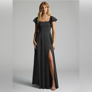 Azazie Satin Black Bridesmaid Dress** Plus Size